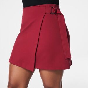 SPANX smooth Ponte Wrap Mini Skort Deep Red size small high rise NWT